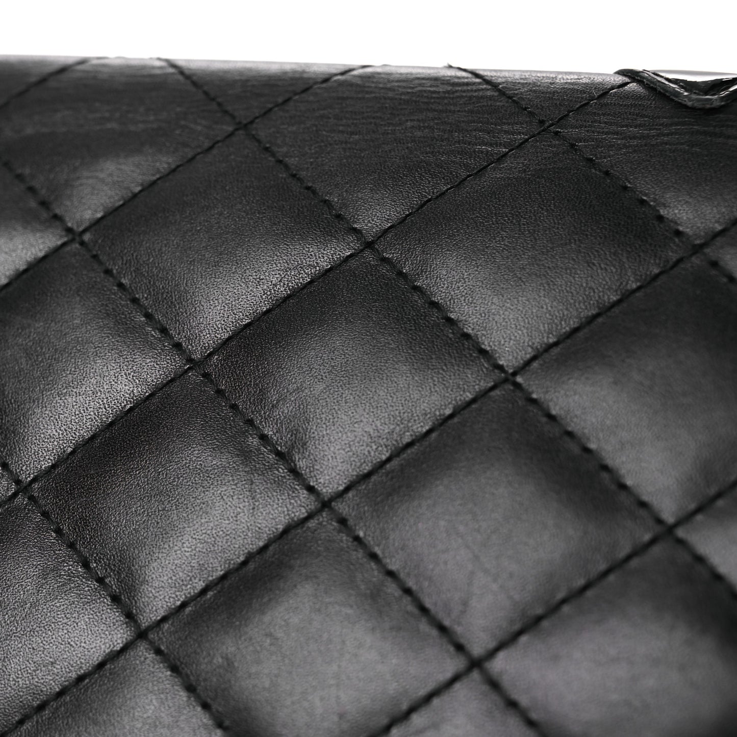 Calfskin Quilted Cambon Yen Wallet Black