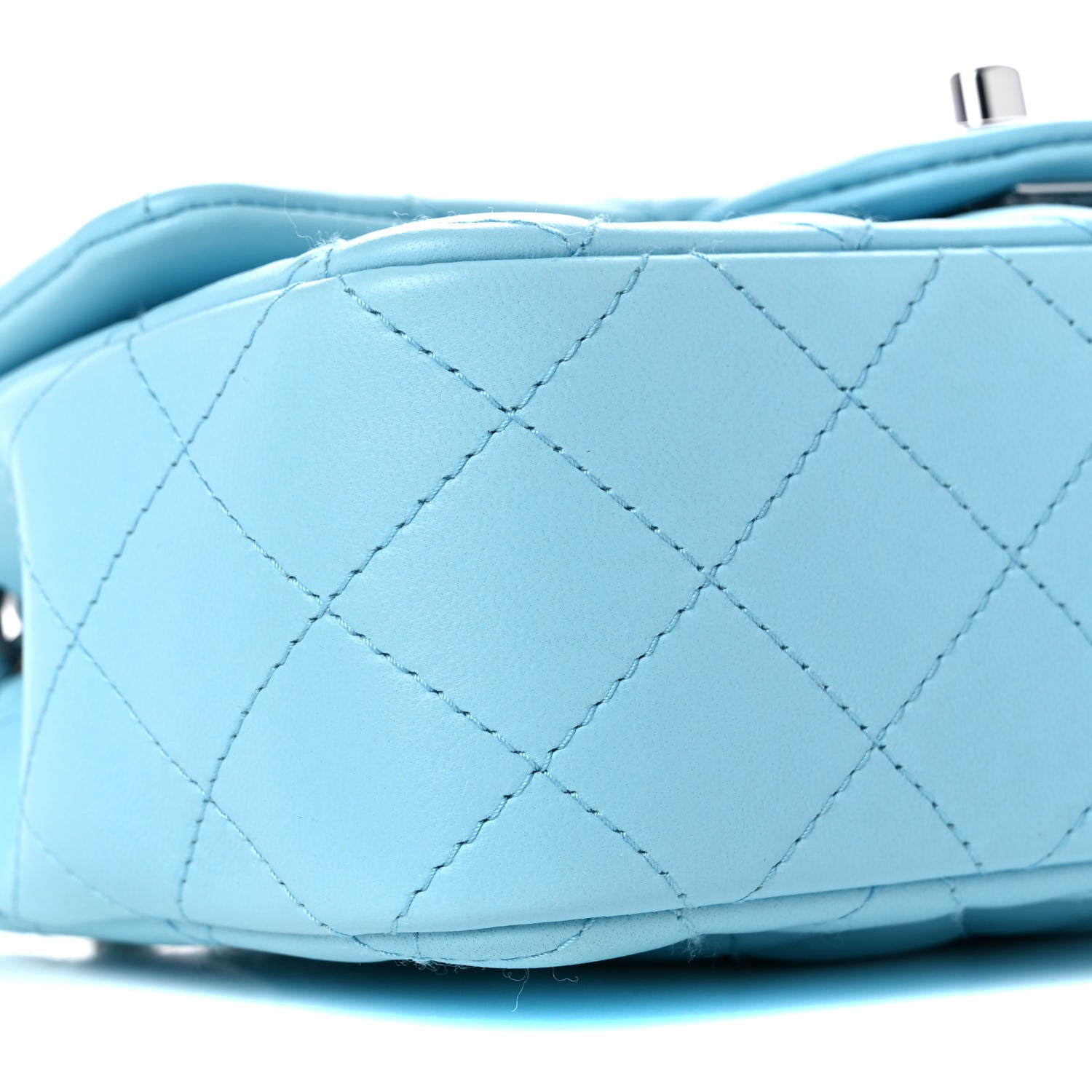 Chanel Lambskin Quilted Mini Rectangular Flap Neon Blue 8 of 10