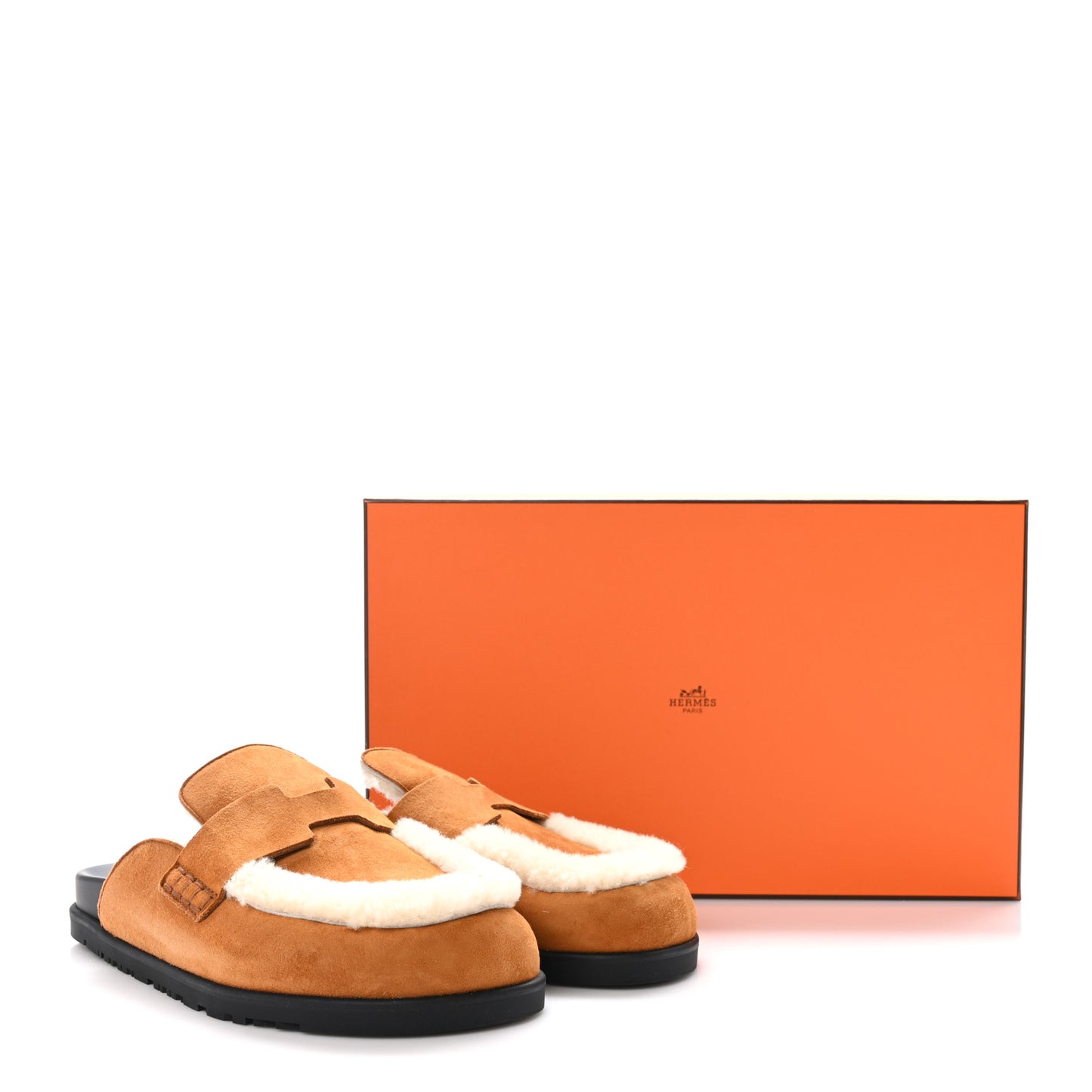 Suede Goatskin Shearling Go Mules 38.5 Natural Ecru