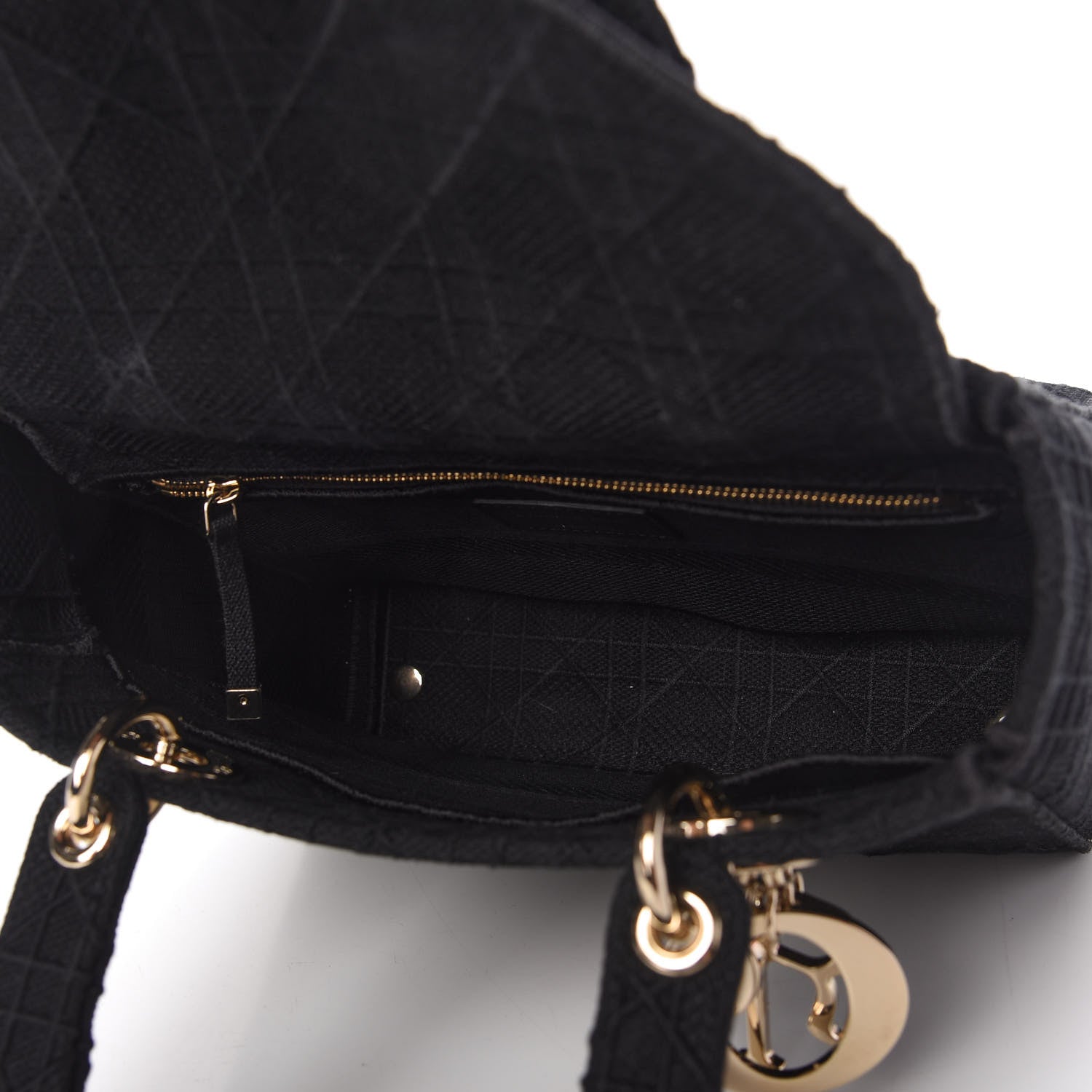 Christian Dior Canvas Embroidered Cannage Medium Lady D-Lite Black 5 of 9