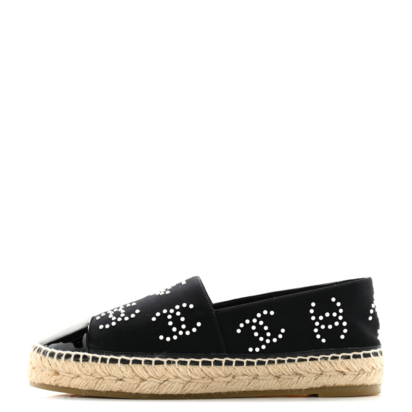 Neoprene Patent Calfskin Pearl CC Espadrilles 39 Black White