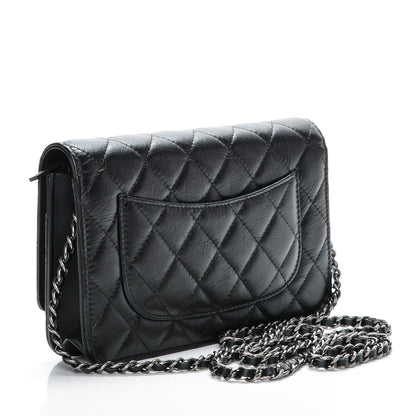 Chanel Aged Calfskin Quilted Lucky Charms 2.55 Reissue Wallet On Chain WOC Black 3 of 8