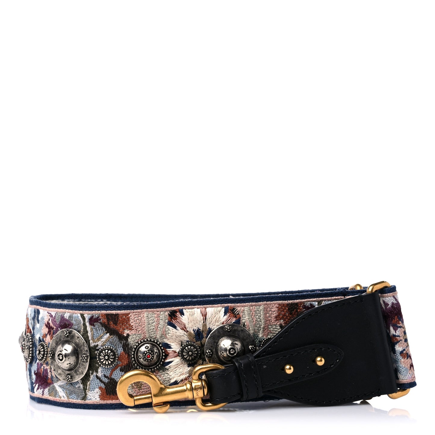 Canvas Embroidered Studded KaleiDiorscopic Shoulder Strap Multicolor