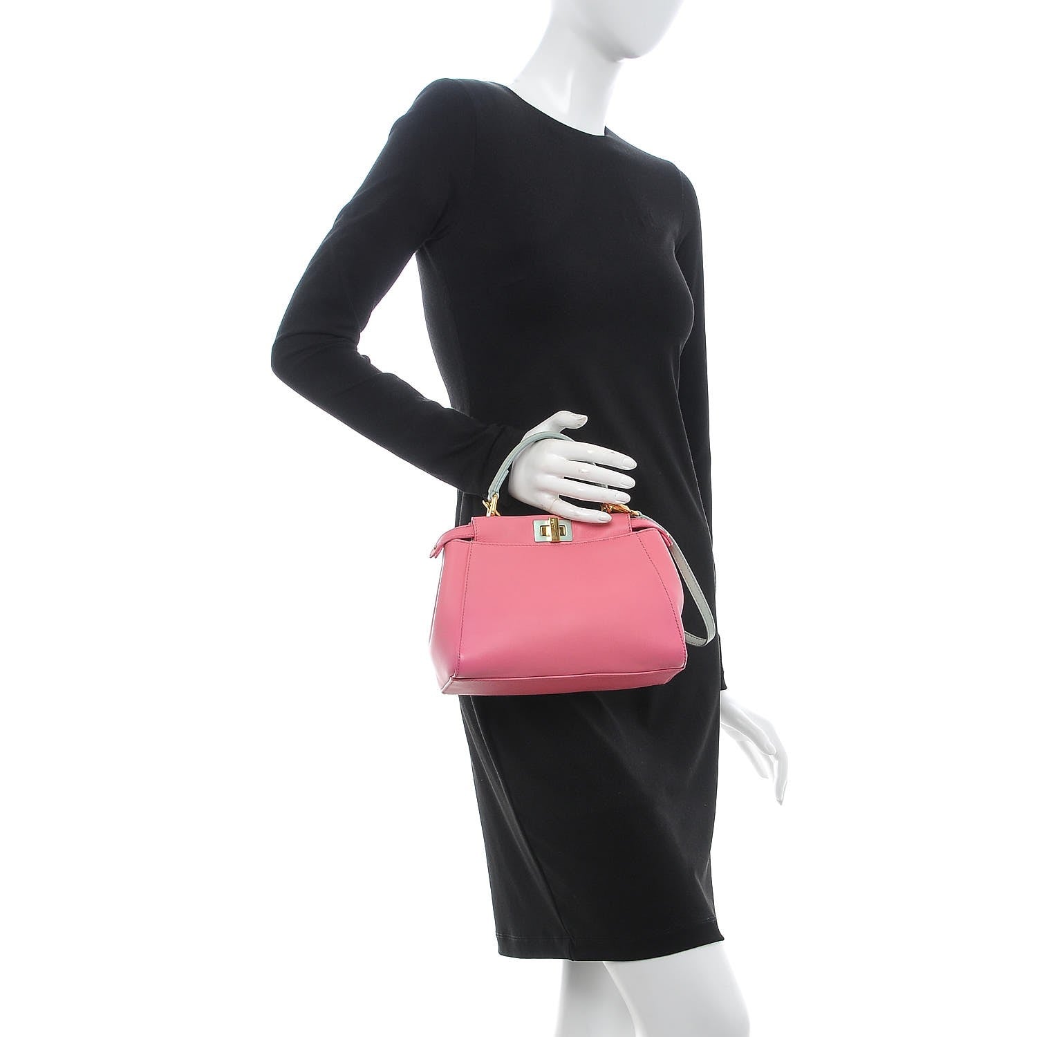 Fendi Nappa Colorblock Mini Peekaboo Iconic Satchel Rosa Fluo Oxigen Slate 3 of 10