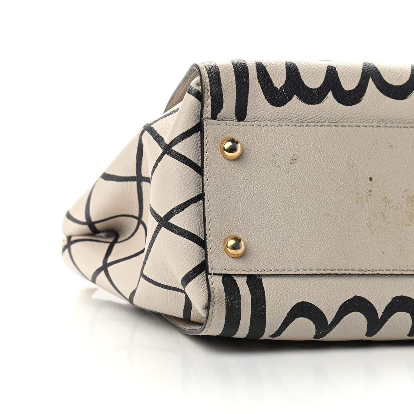 Soft Grain Calfskin L'oeil Print Medium Buckle Tote Limestone