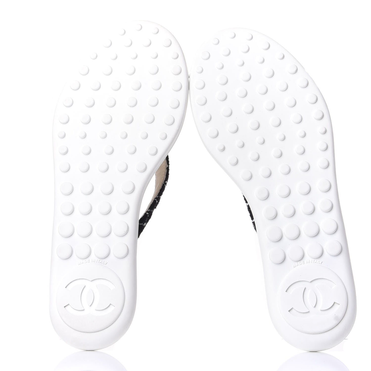 Chanel Tweed Quilted Camellia Thong Sandals 39 Black White 7 of 11