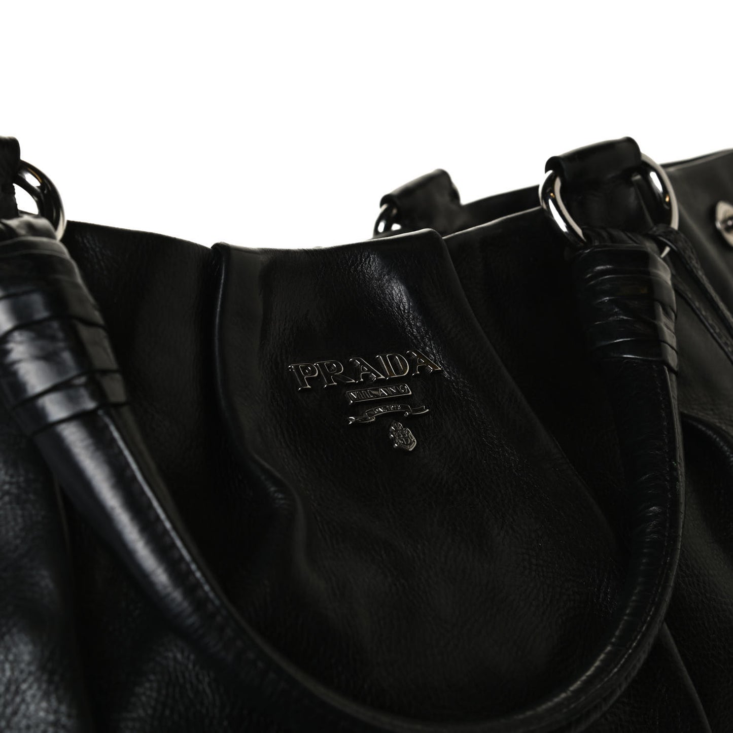 Soft Calf Pleated Shoulder Bag Black