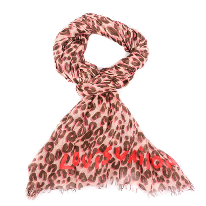 Louis Vuitton Cashmere Silk Leopard Stole Camel 1 of 6