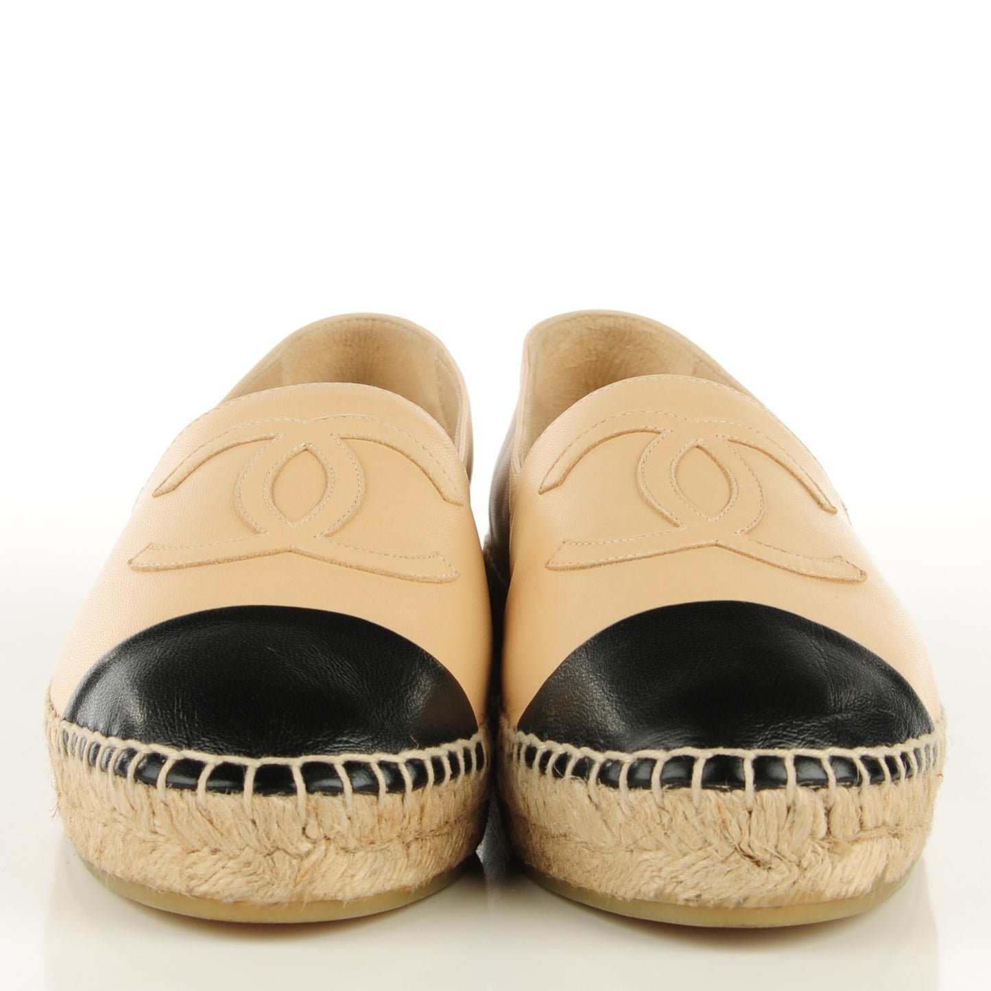 Lambskin CC Espadrilles 37 Beige Black