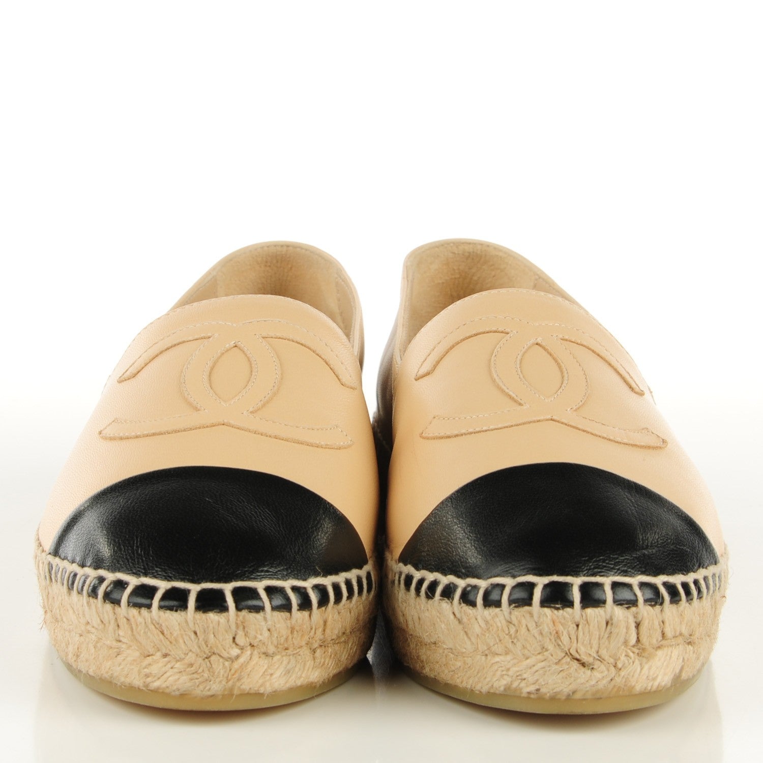 Chanel Lambskin CC Espadrilles 37 Beige Black 2 of 9