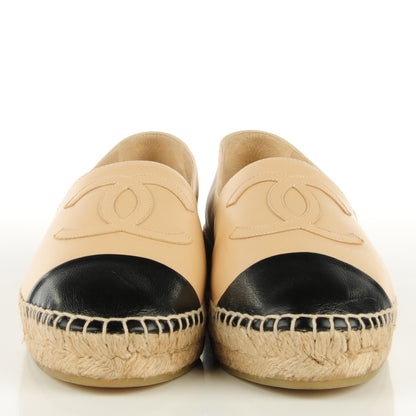 Chanel Lambskin CC Espadrilles 37 Beige Black 2 of 9