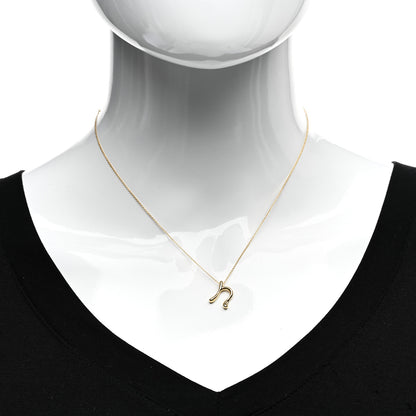 Tiffany 18K Yellow Gold Elsa Peretti Letter N Pendant Necklace 2 of 4