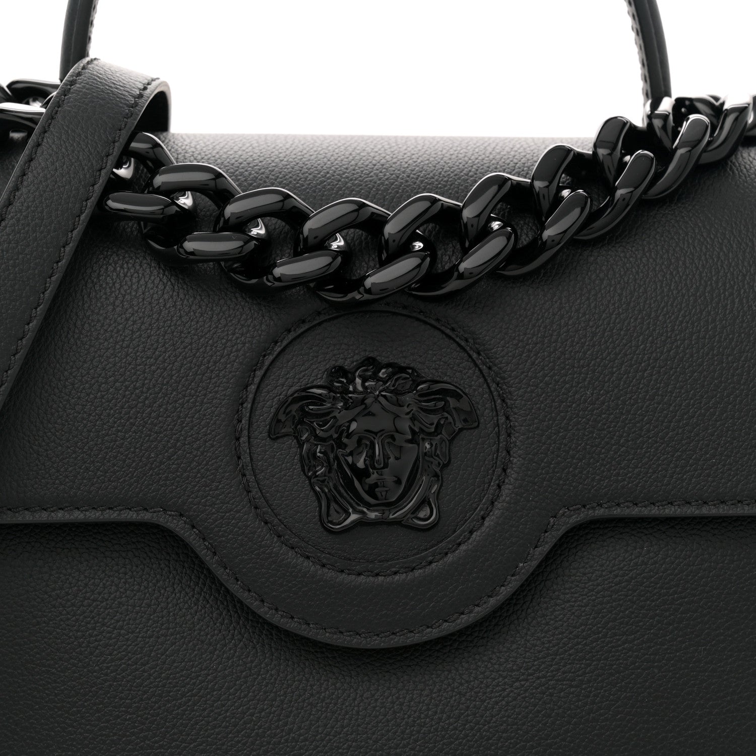 Versace Grained Calfskin Large La Medusa Top Handle Bag Black Lilac 7 of 10