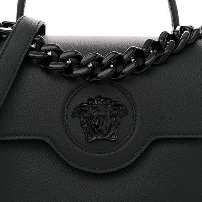 Versace Grained Calfskin Large La Medusa Top Handle Bag Black Lilac 7 of 10