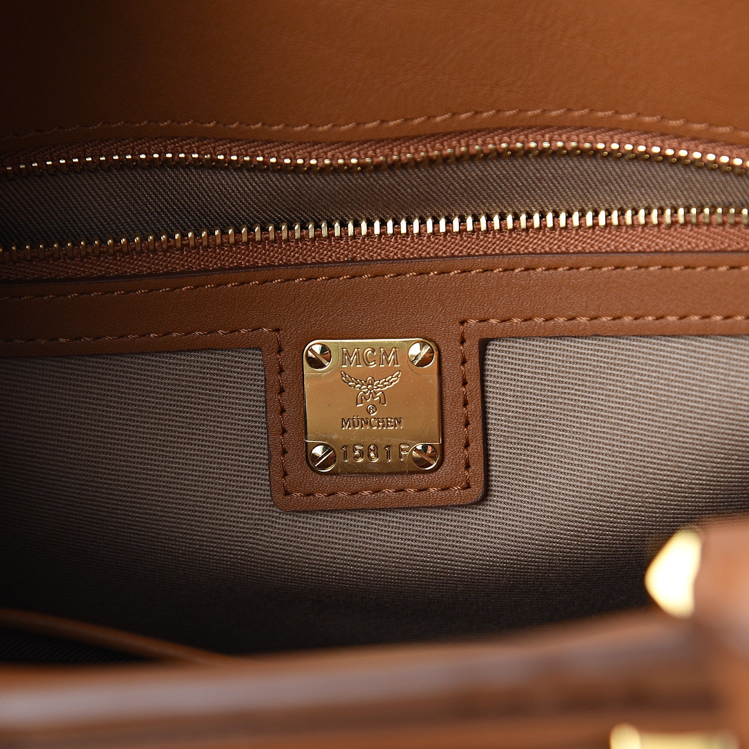 MCM Calfskin Ottomar Monogram Medium Essential Tote Cognac 5 of 8