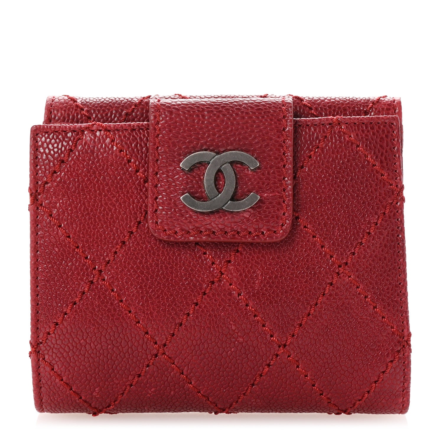 Chanel Caviar Outdoor Ligne French Wallet Bordeaux 1 of 9