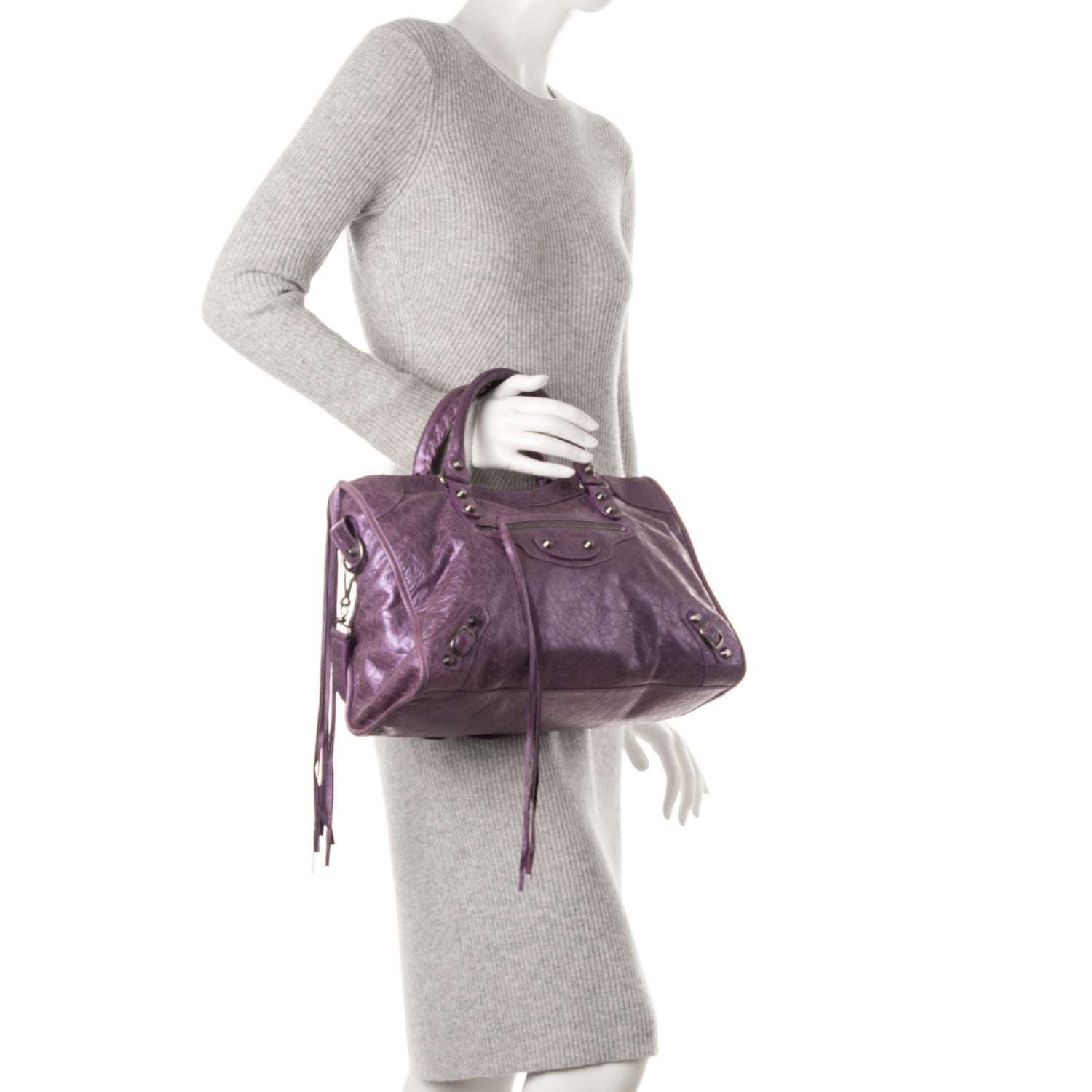 Balenciaga Agneau Classic Hardware City Metallic Purple 2 of 9