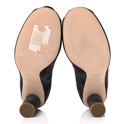 Chanel Suede Camellia Pumps 37.5 Grey 5 of 14
