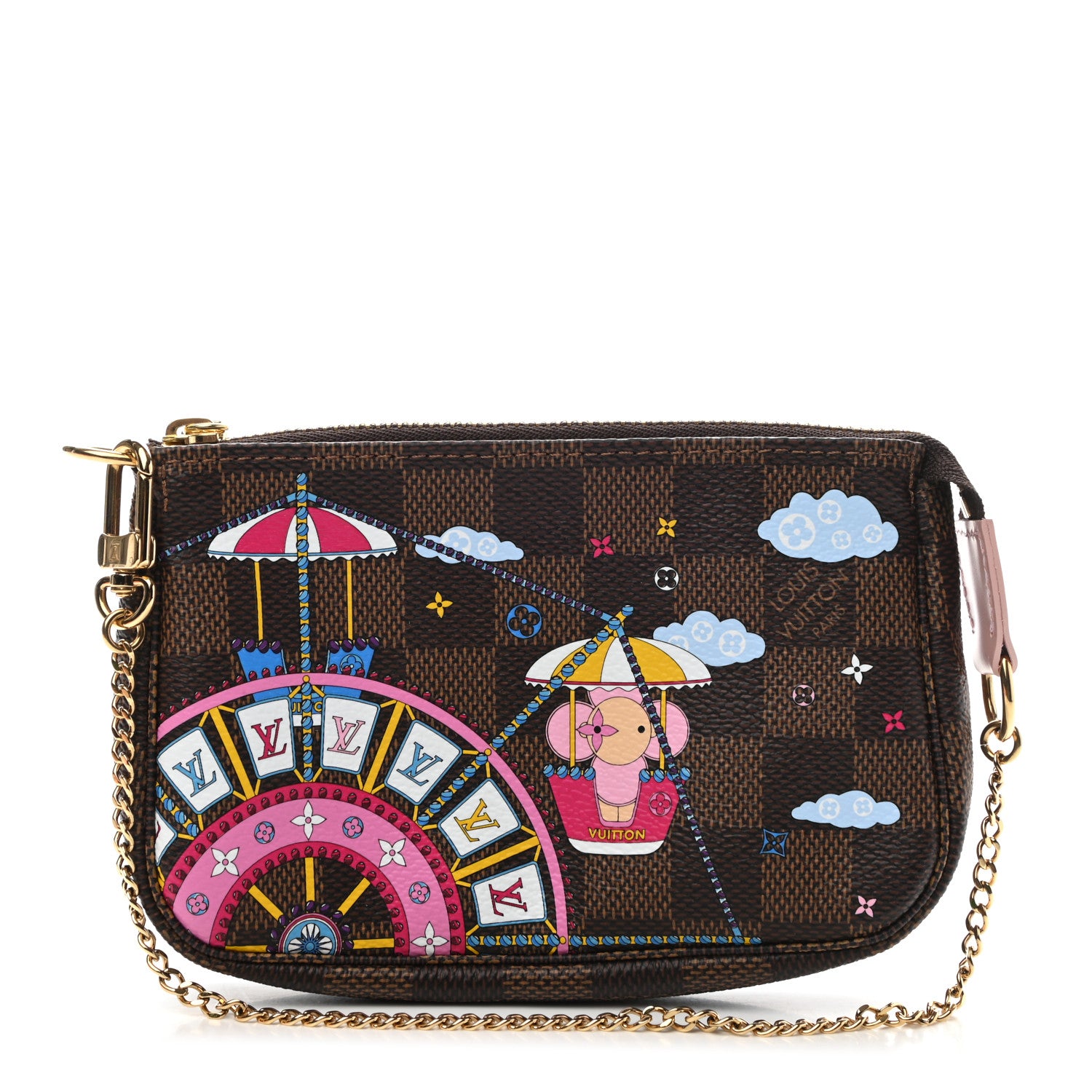 Louis Vuitton Damier Ebene 2020 Christmas Animation Big Wheel Mini Pochette Accessories Rose Ballerine 1 of 7