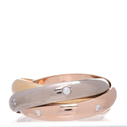 Cartier 18K Pink Yellow White Gold Diamond Trinity Ring 54 6.75 3 of 6