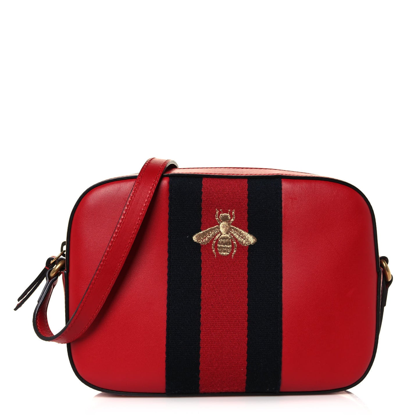 Calfskin Web Small Webby Bee Shoulder Bag Red
