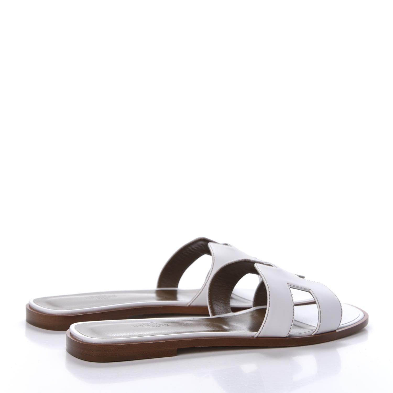 Hermes Box Calfskin Oran Sandals 41 White 4 of 8