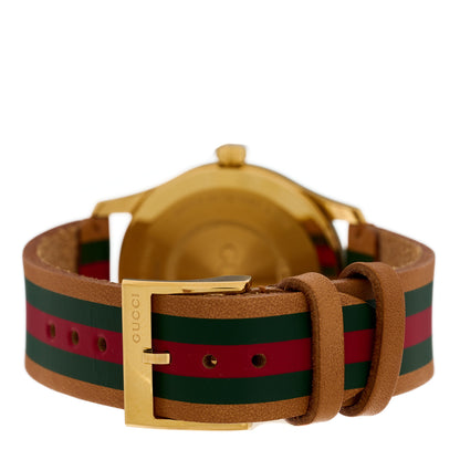 Gucci Stainless Steel Calfskin 38mm G-Timeless Stripe Web Quartz Watch Brown 3 of 4