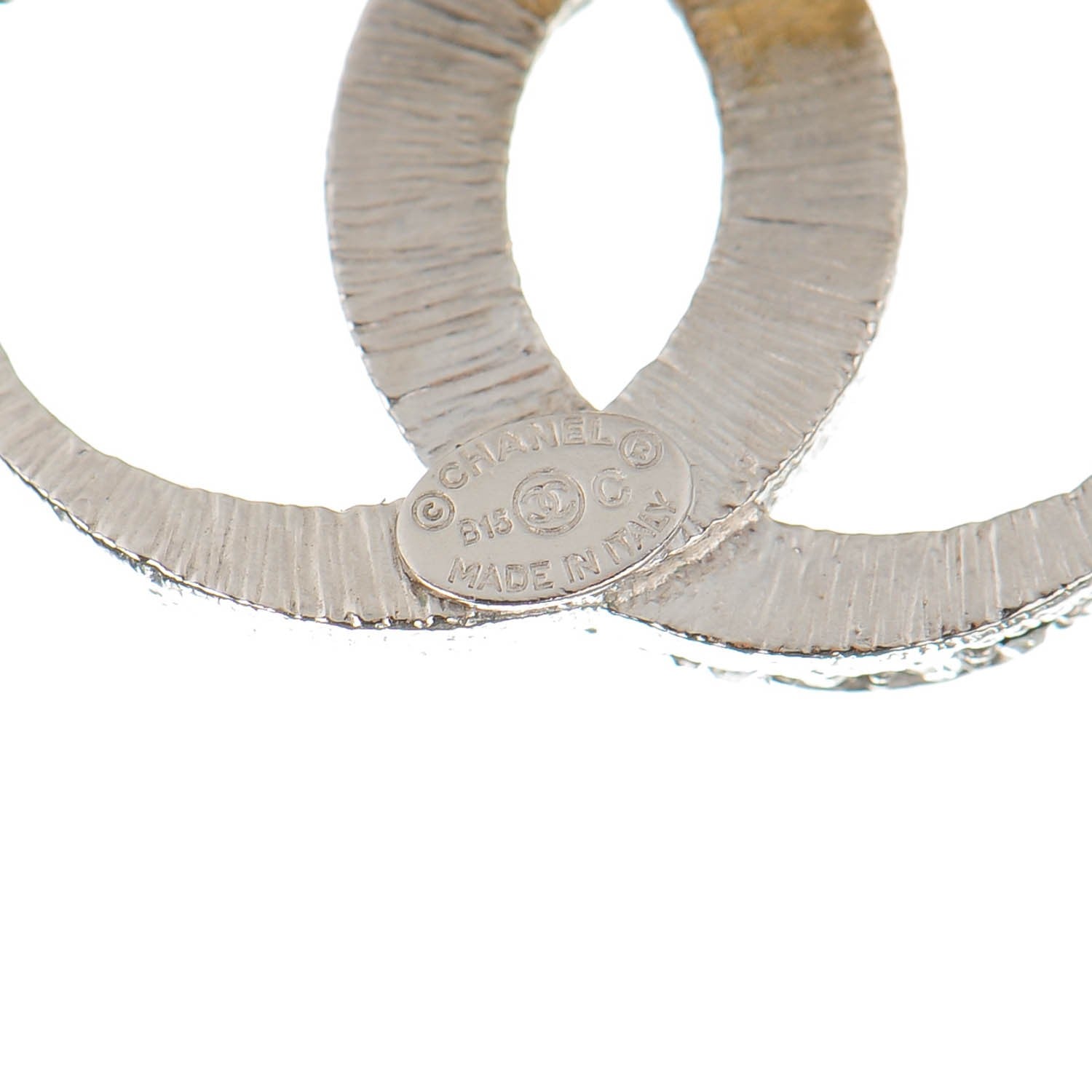 Chanel Crystal CC Moon Earrings Silver 5 of 6