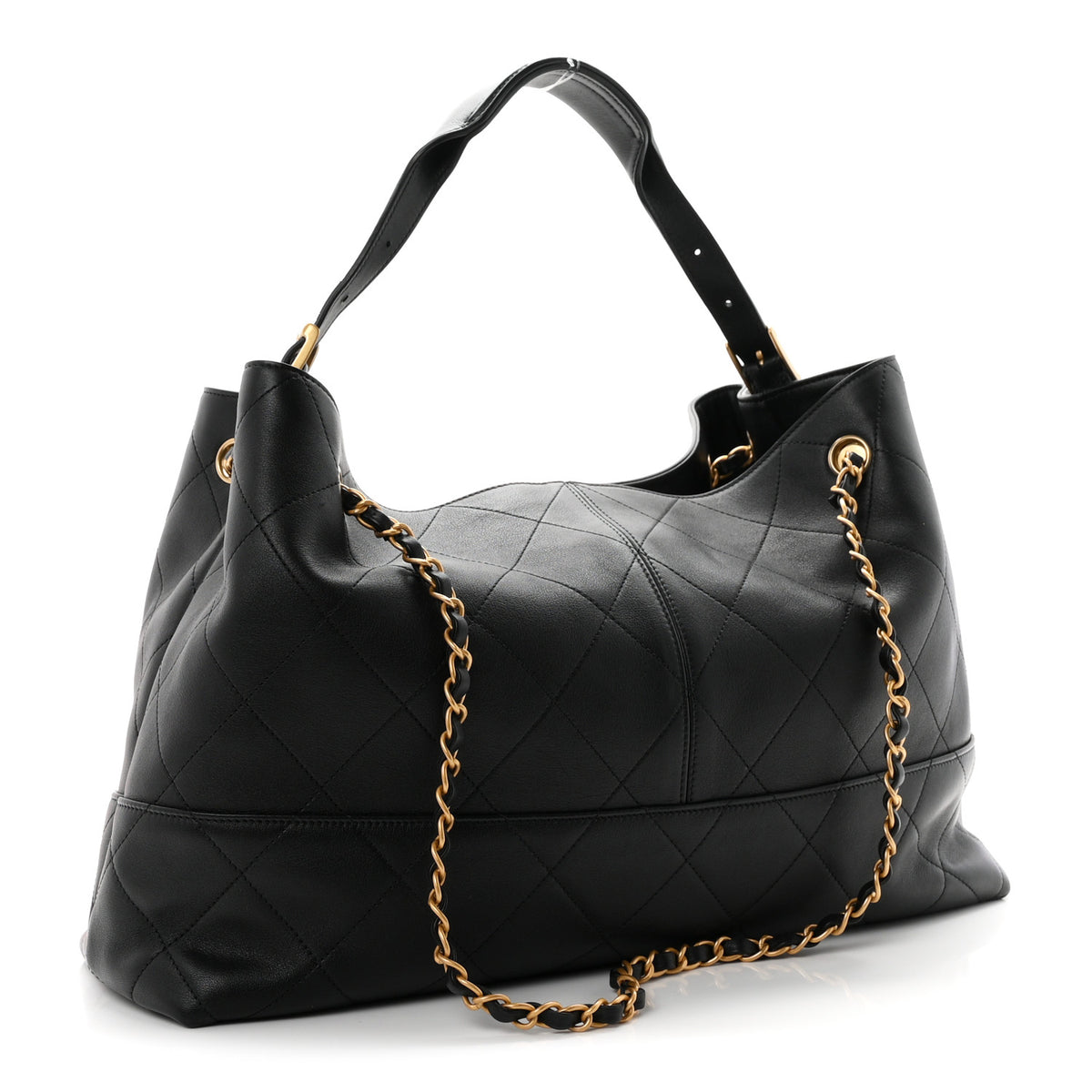 Calfskin Quilted Small Coco Base Shopping Bag Black