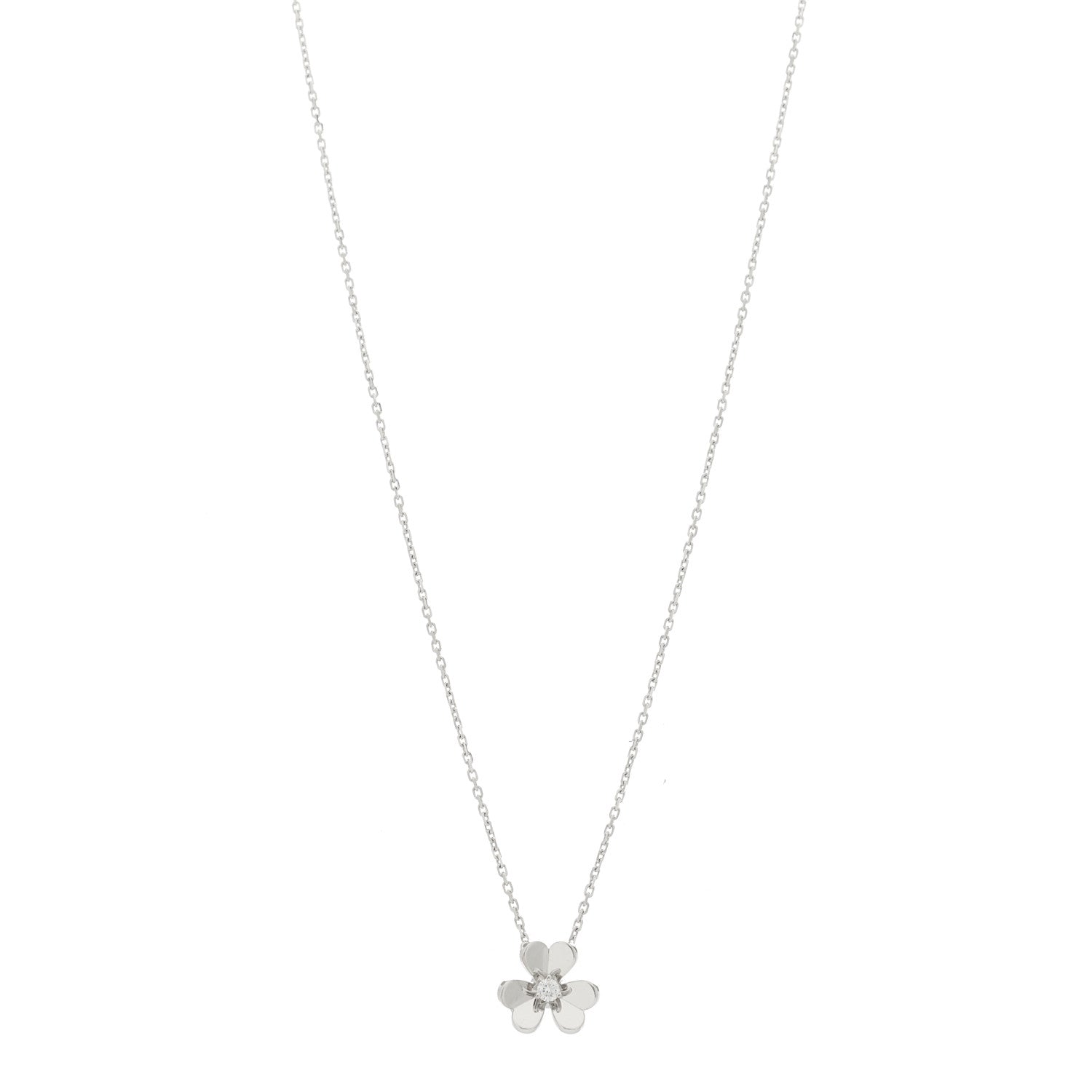 Van Cleef & Arpels 18K White Gold Diamond Mini Frivole Pendant Necklace 1 of 6