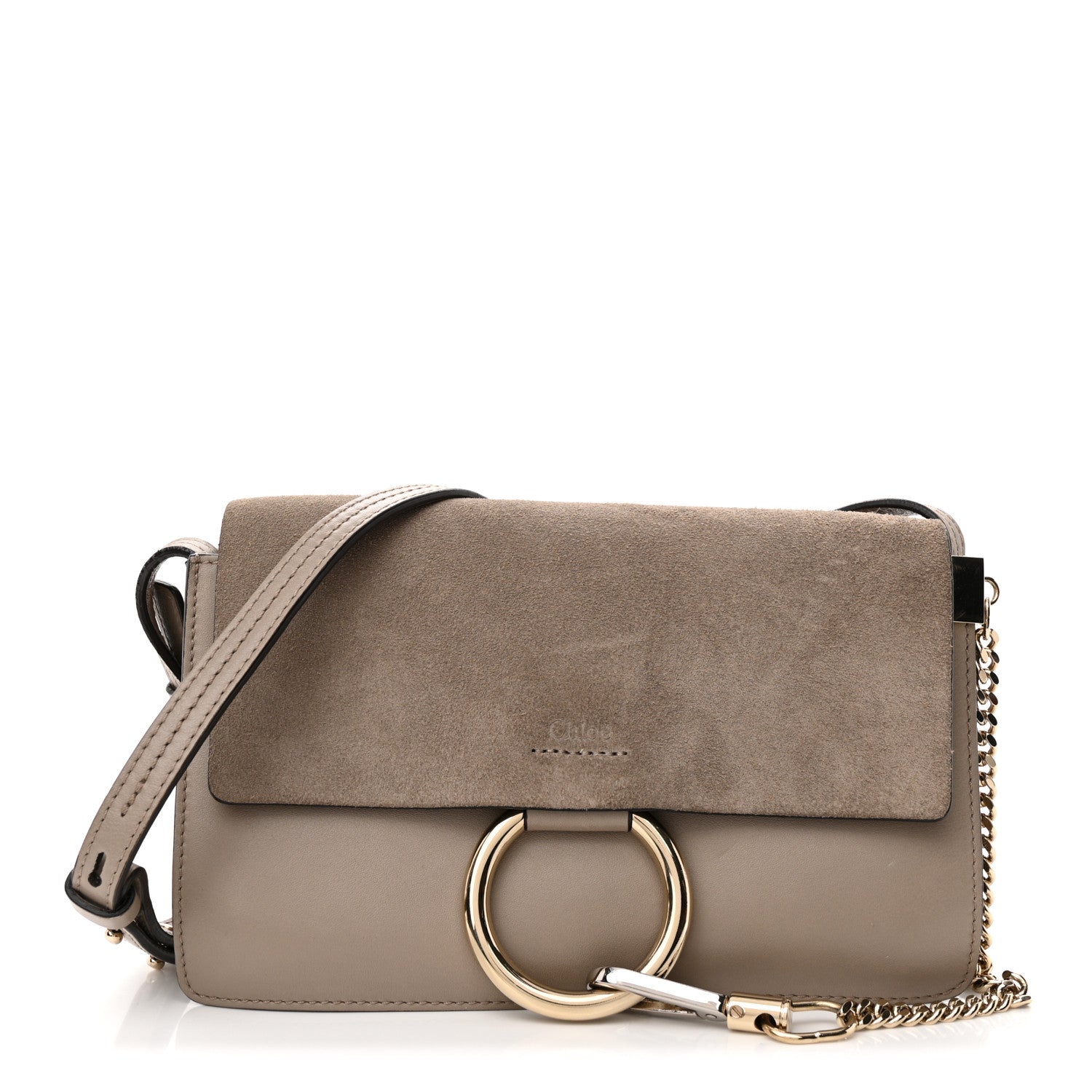 Chloe Suede Calfskin Small Faye Shoulder Bag Motty Grey 1 of 9