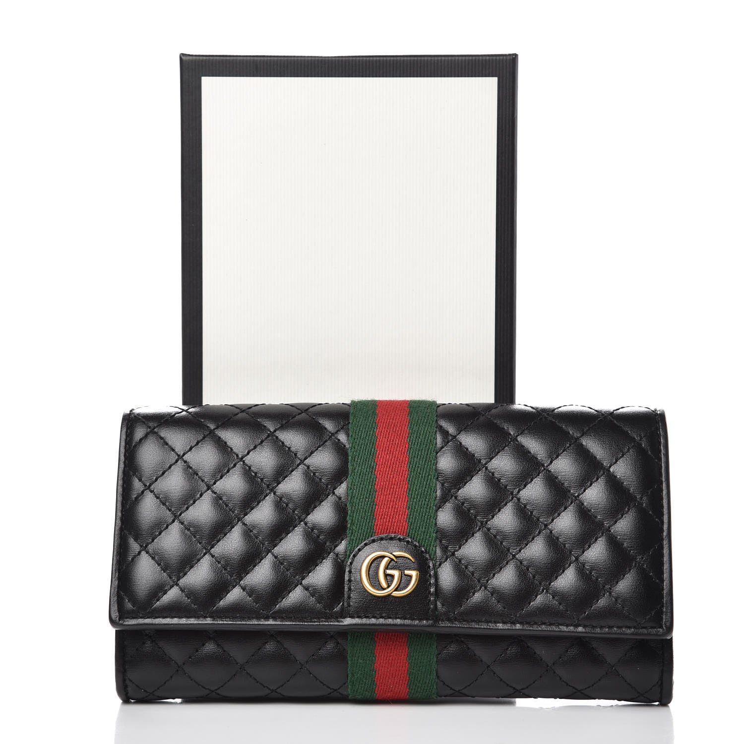 Gucci Calfskin Web Trapuntata GG Continental Wallet Black 8 of 8