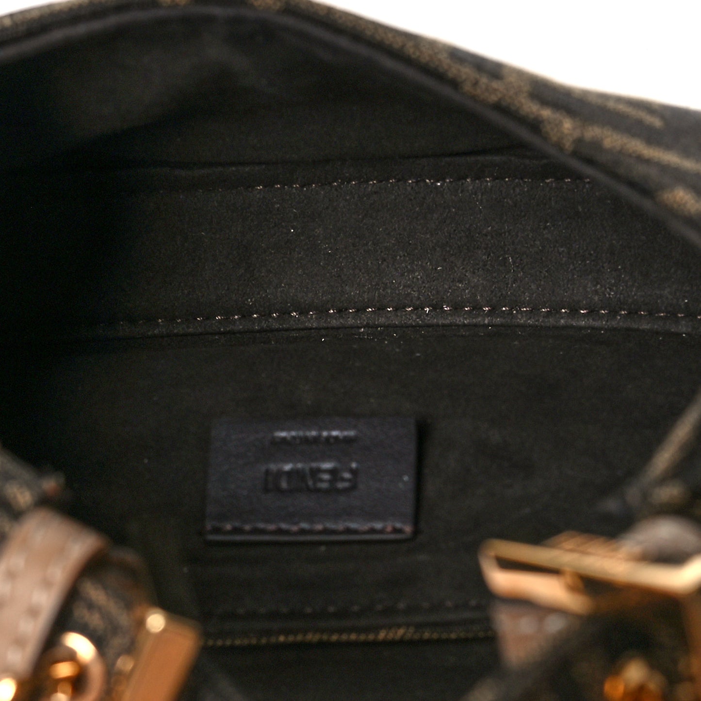 Fabric Jacquard FF 1974 Mini Cookie Hobo Bag Tobacco Moro