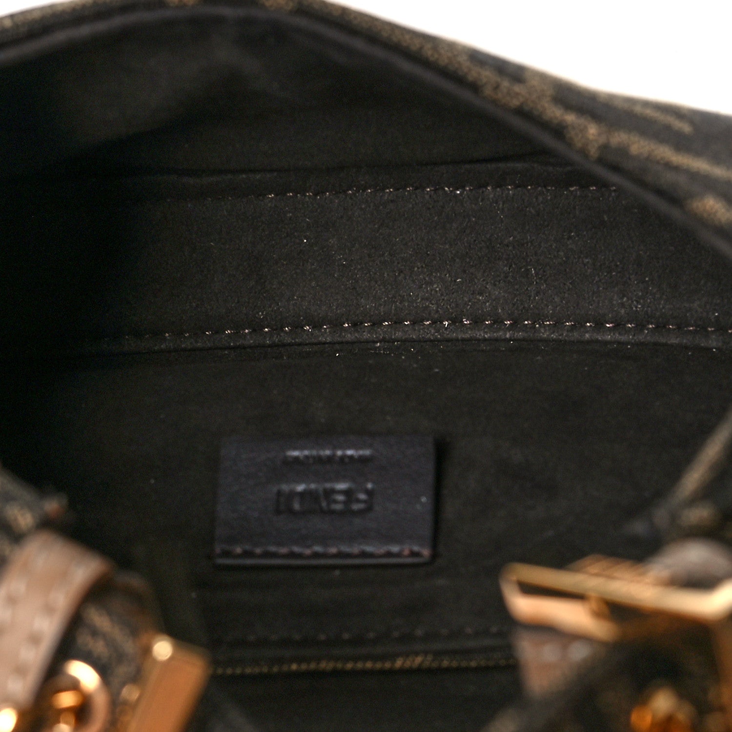 Fendi Fabric Jacquard FF 1974 Mini Cookie Hobo Bag Tobacco Moro 5 of 10