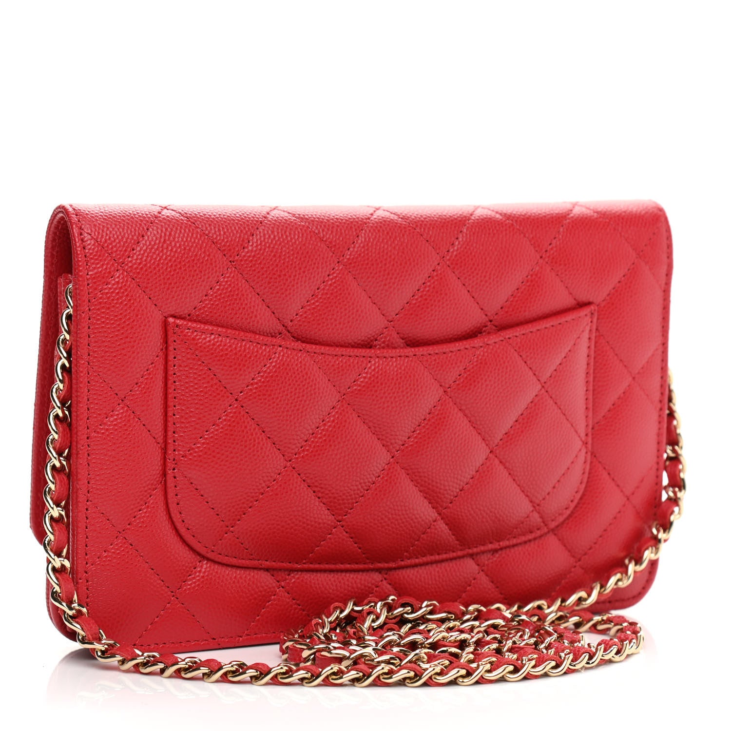 Chanel Caviar Quilted Wallet On Chain WOC Red 2 of 11