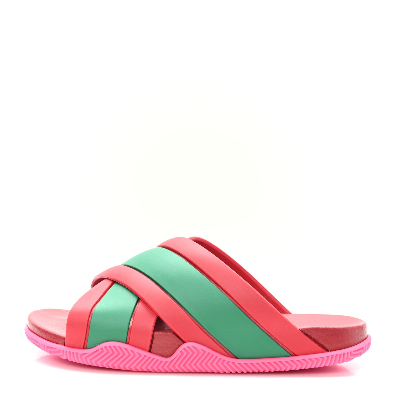Gucci Rubber Web Womens Criss Cross Slide Sandals 35 Coral New Shamarock 1 of 8