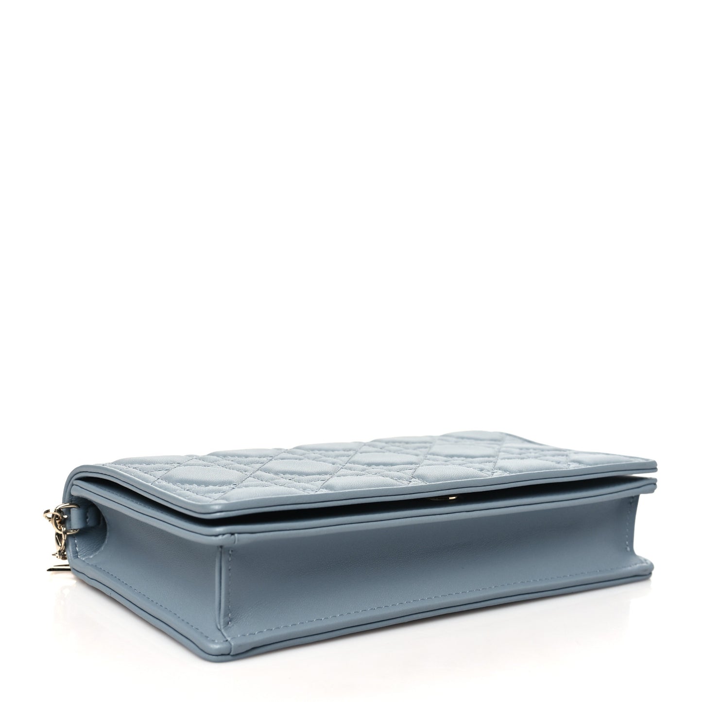 Lambskin Cannage Lady Dior Chain Wallet Cloud Blue