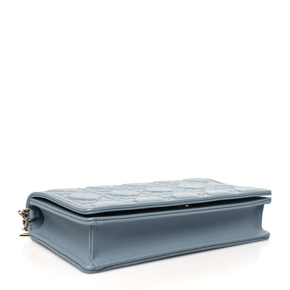Christian Dior Lambskin Cannage Lady Dior Chain Wallet Cloud Blue 5 of 10