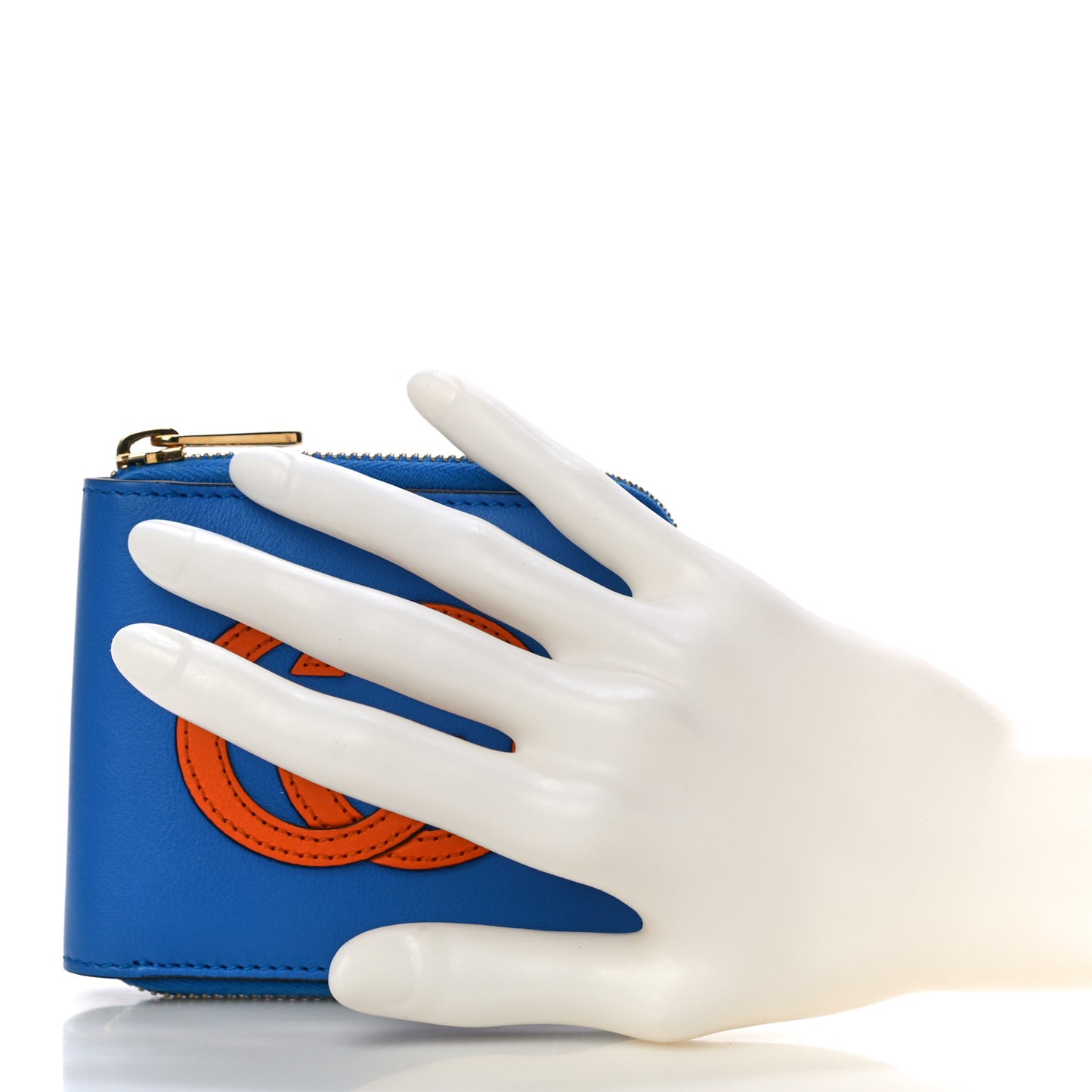 Vitello Eclipse Interlocking G Zip Around Card Case Wallet Bright Splash Carrot Orange