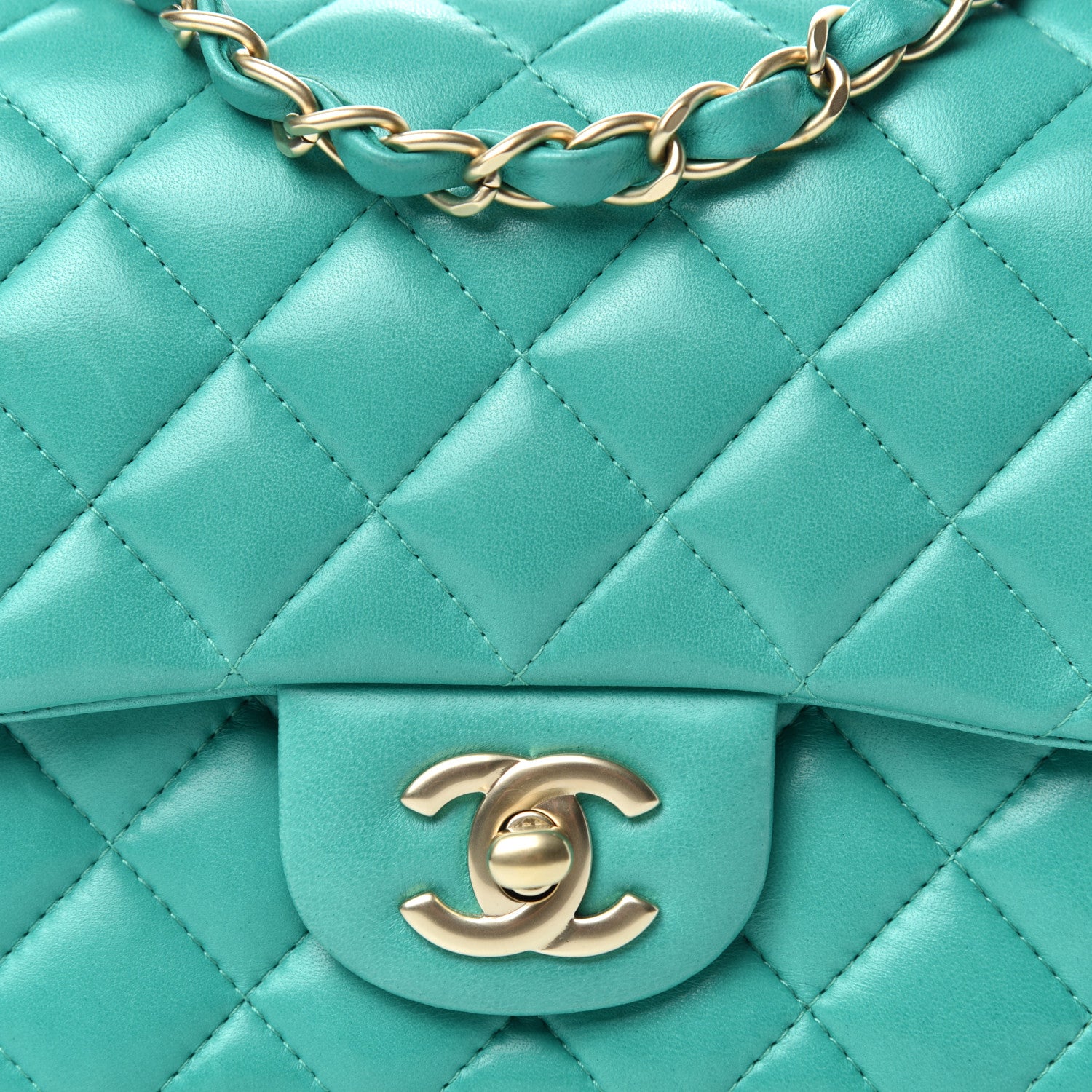 Chanel Lambskin Quilted Mini Square Flap Green 10 of 10
