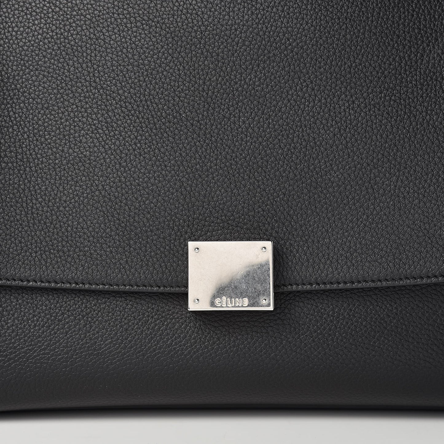 Drummed Calfskin Suede Small Trapeze Black