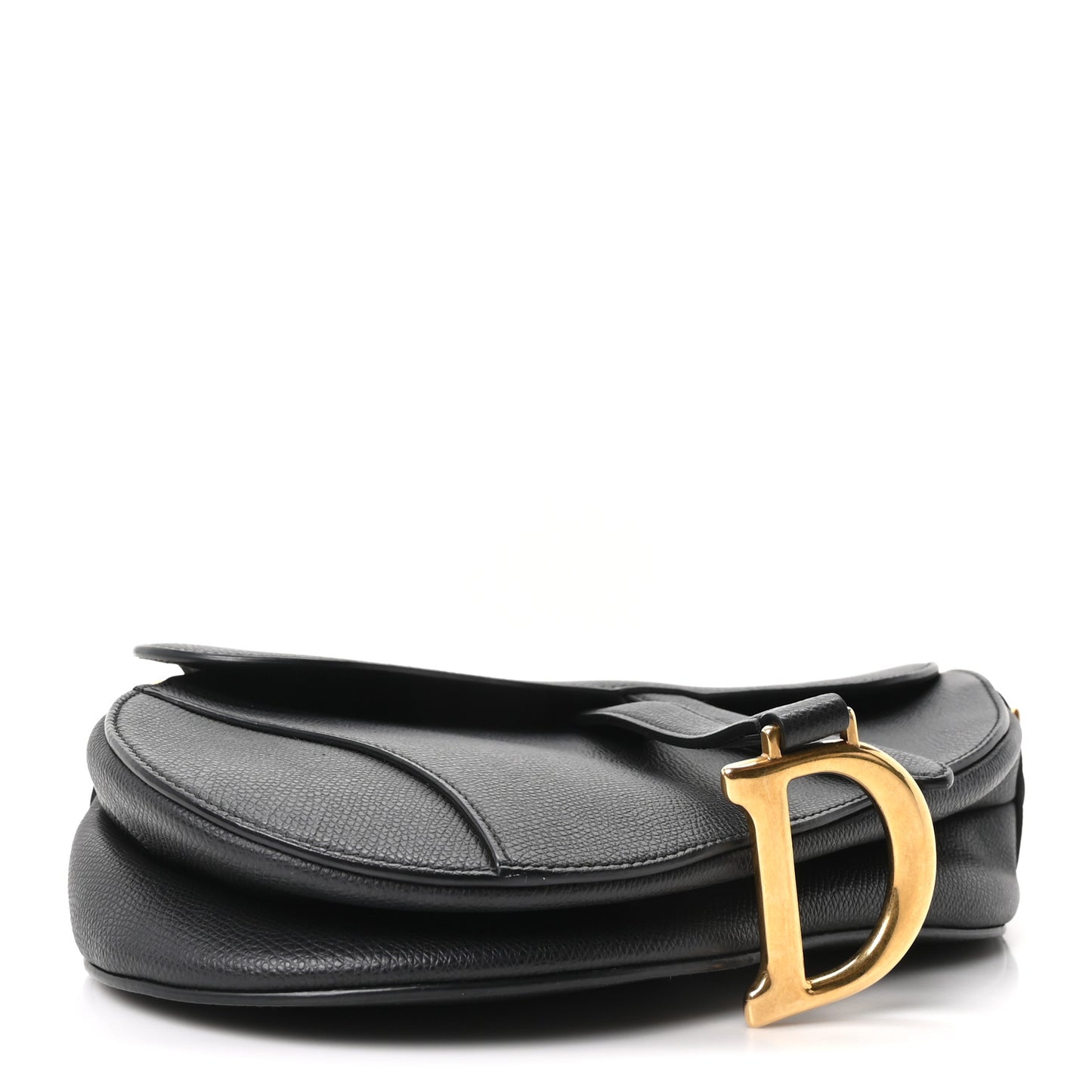 Grained Calfskin Saddle Bag Black