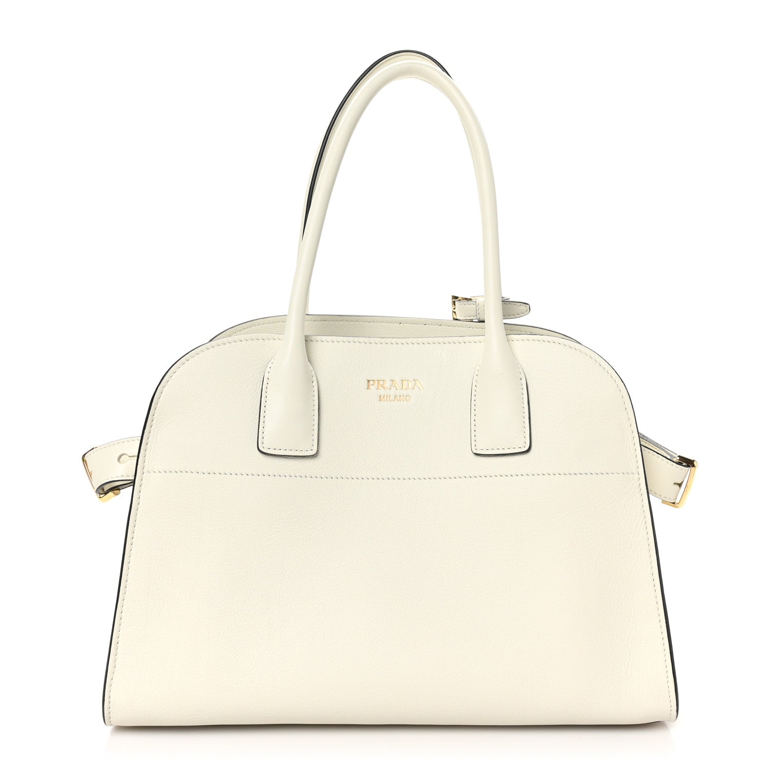 Prada Soft Grain Calfskin Medium Tote Bag White 1 of 9