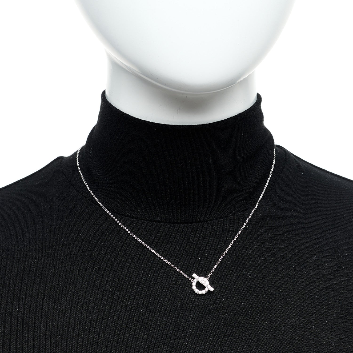 Hermes 18K White Gold Diamond Finesse Pendant Necklace 2 of 6