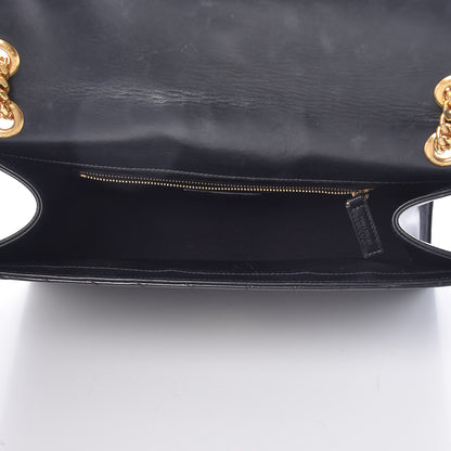 Saint Laurent Smooth Calfskin Matelasse Chevron Large Monogram Satchel Black 5 of 13