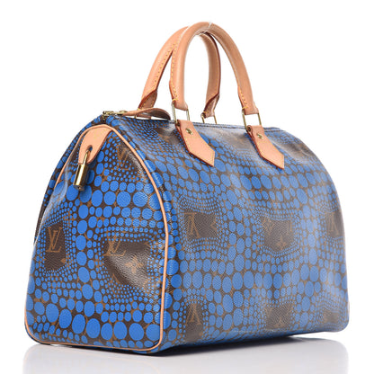 Louis Vuitton Monogram Kusama Town Speedy 30 Blue 3 of 13