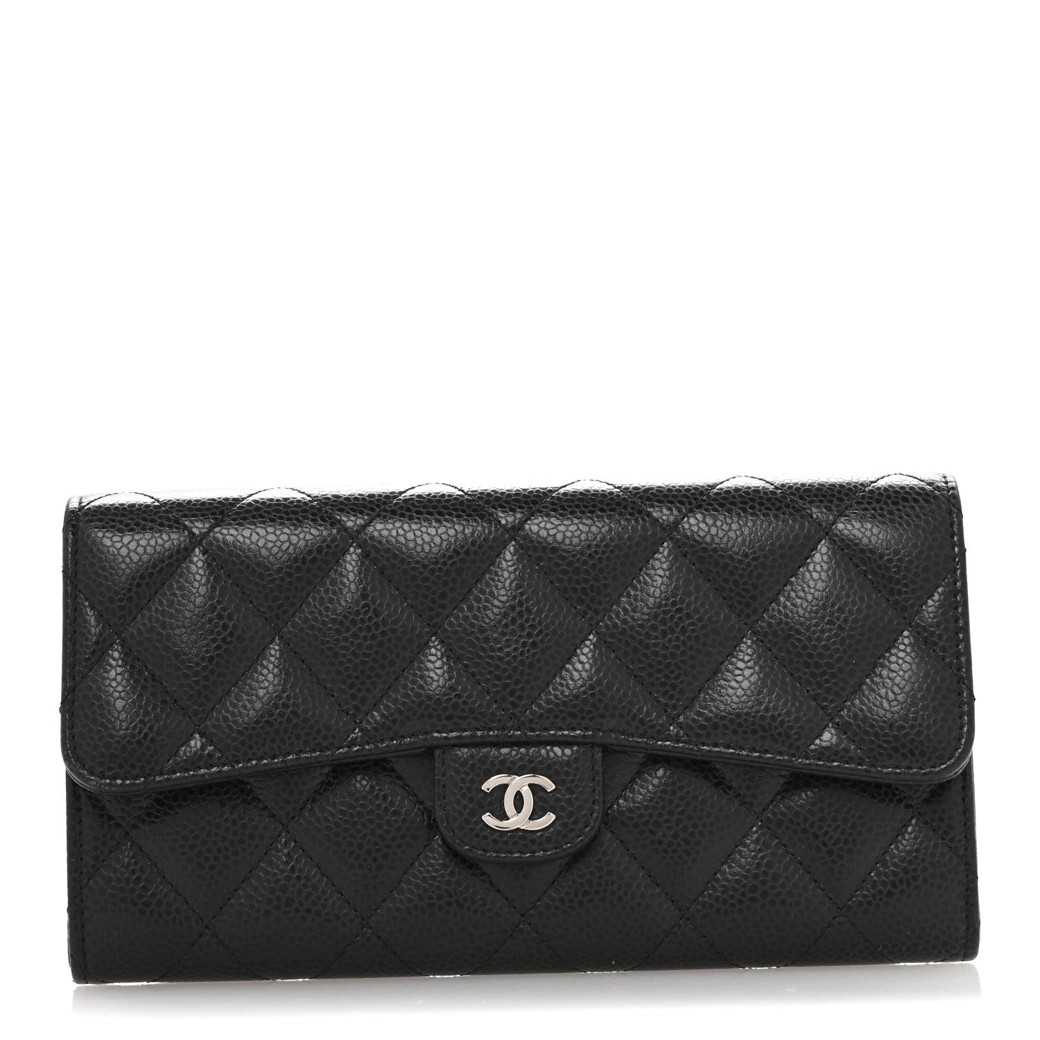Chanel Caviar Quilted Large Gusset Flap Wallet Black 1 of 12