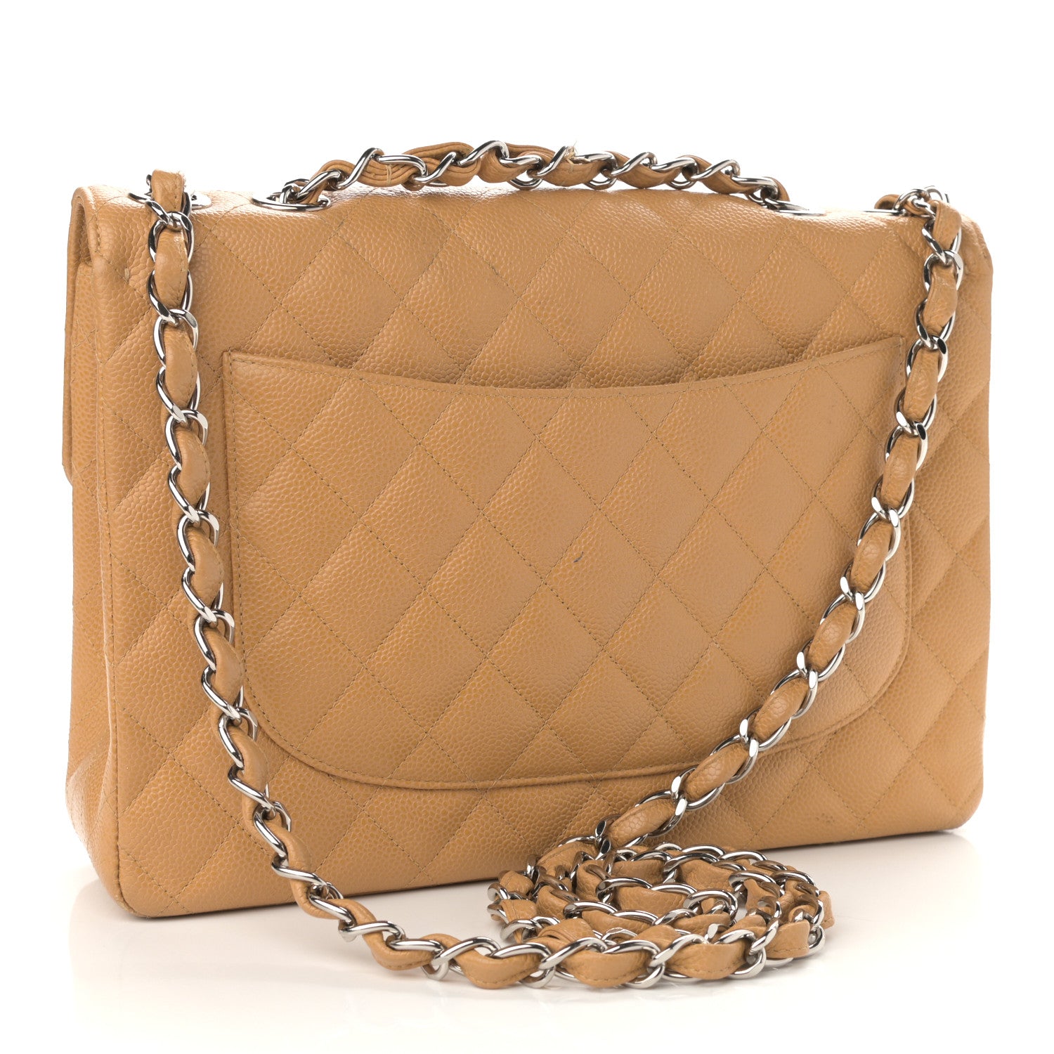 Chanel Caviar Quilted Jumbo Single Flap Beige 3 of 16