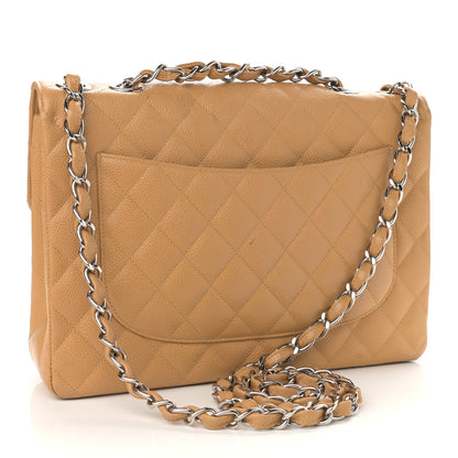 Chanel Caviar Quilted Jumbo Single Flap Beige 3 of 16