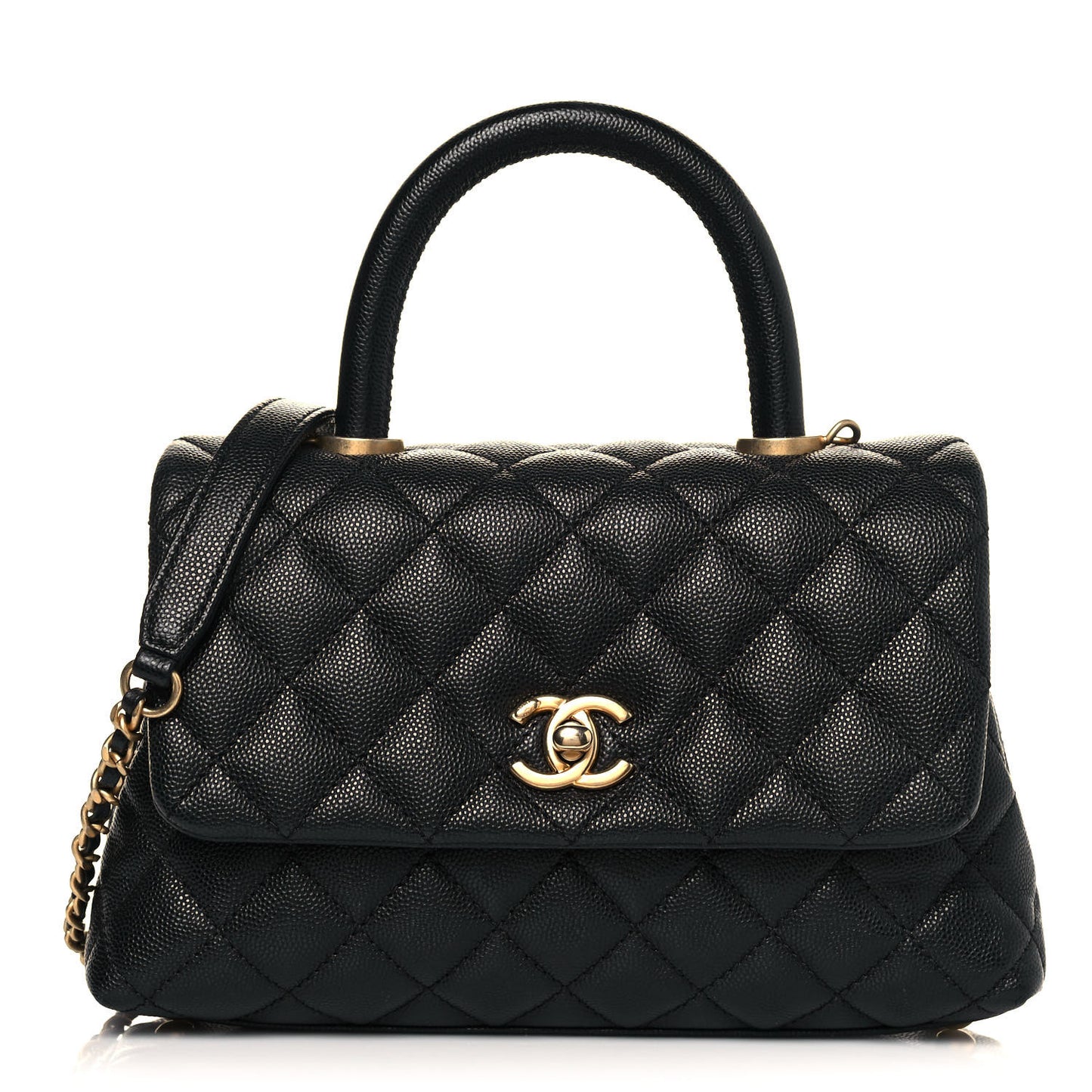 Caviar Quilted Mini Coco Handle Flap Black